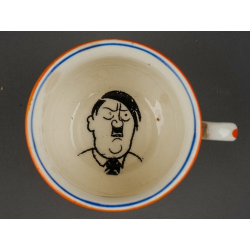 341 - A Fieldings WW2 anti-German miniature chamber pot, printed with cartoon of Hitler to the interior, t... 