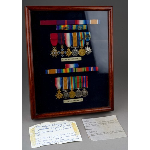 343 - The  miniature medal group for Brigadier-General Ernest Moncreiff Paul (top row) and his son Captain... 