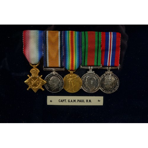 343 - The  miniature medal group for Brigadier-General Ernest Moncreiff Paul (top row) and his son Captain... 