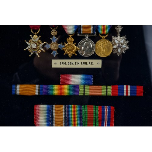 343 - The  miniature medal group for Brigadier-General Ernest Moncreiff Paul (top row) and his son Captain... 