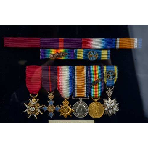 343 - The  miniature medal group for Brigadier-General Ernest Moncreiff Paul (top row) and his son Captain... 