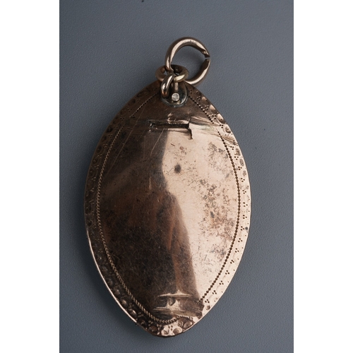 348 - A 19th century navette memorial pendant, set with a photographic portrait of a military gentleman, w... 