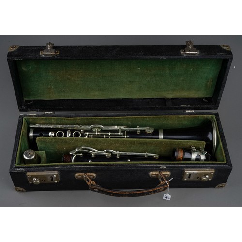 356 - Vintage cased  F. Buisson Paris wooden clarinet in original case with ebonite mouth piece