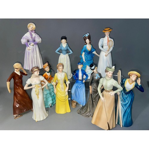 358 - A set of 12 Goebel figures of ladies to include Impatience, Centre stage, Gentle Thoughts etc.