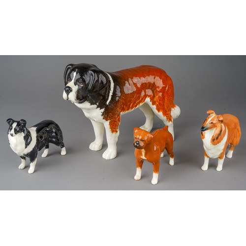 359 - Four Beswick dog figures, comprising a St Bernard 'Corna Garth Stroller', model no 2221, a boxer, a ... 