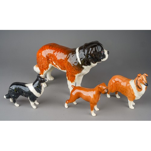 359 - Four Beswick dog figures, comprising a St Bernard 'Corna Garth Stroller', model no 2221, a boxer, a ... 