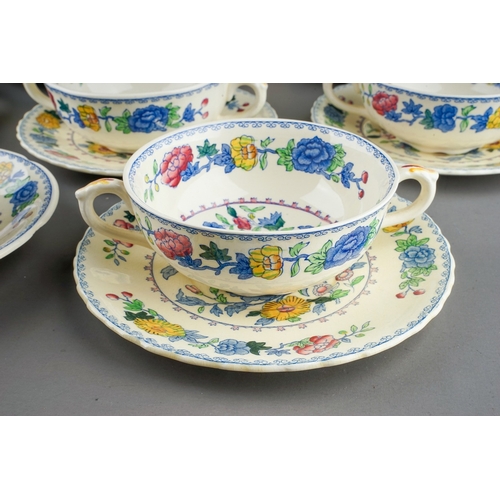 363 - A small quantity of Masons 'Regency' pattern dinner wares, including soup coupes and saucers, tea pl... 