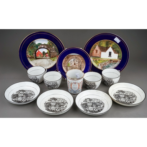 374 - A small parcel of 19th and 20th century local interest ceramics, comprising a set of early 19th cent... 