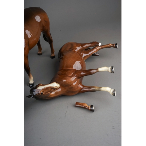 381 - Four Beswick horses foal, comprising Black Beauty, matt, model no.2466, Black Beauty foal, matt, mod... 