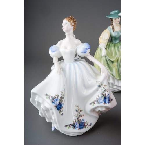 387 - Five Royal Doulton lady figures, comprising 'Beatrice HN3263, 'Moonlight Stroll' HN3954, 'Buttercup'... 