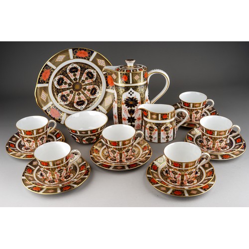 393 - A Royal Crown Derby Imari 1128 pattern twenty two piece tea set, comprising hot water jug and cover,... 