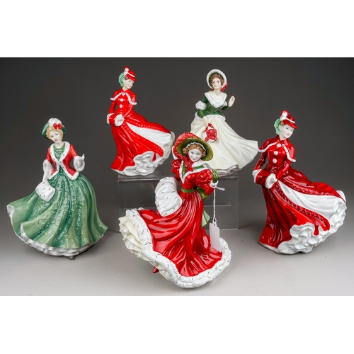 396 - Five Royal Doulton Christmas lady figures, comprising Christmas Day 2000 HN4242, 2003 HN4552, 2005 H... 