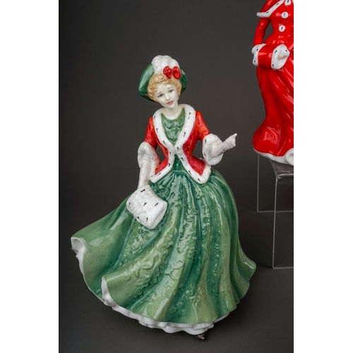 396 - Five Royal Doulton Christmas lady figures, comprising Christmas Day 2000 HN4242, 2003 HN4552, 2005 H... 