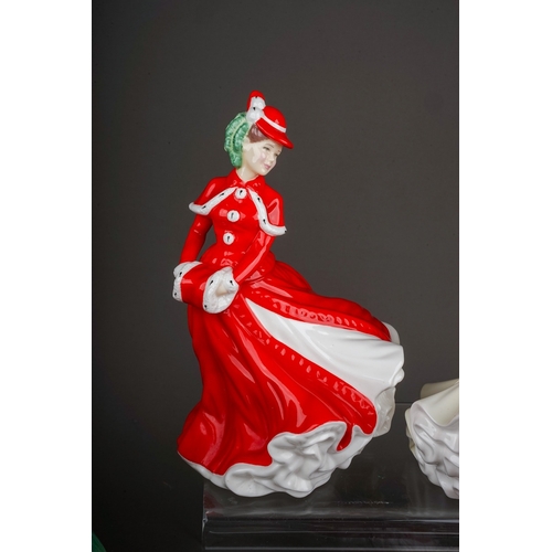 396 - Five Royal Doulton Christmas lady figures, comprising Christmas Day 2000 HN4242, 2003 HN4552, 2005 H... 