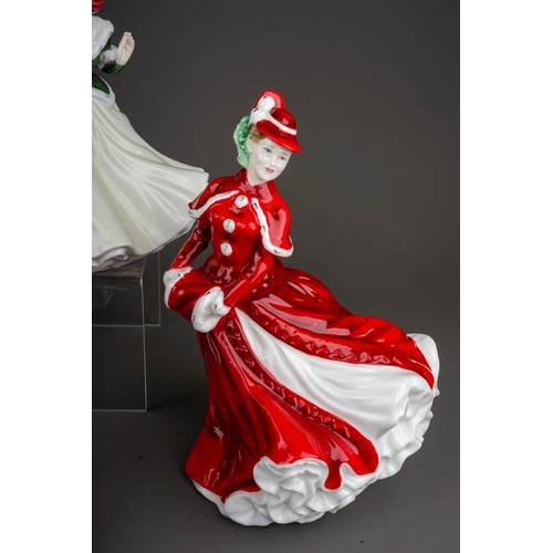 396 - Five Royal Doulton Christmas lady figures, comprising Christmas Day 2000 HN4242, 2003 HN4552, 2005 H... 