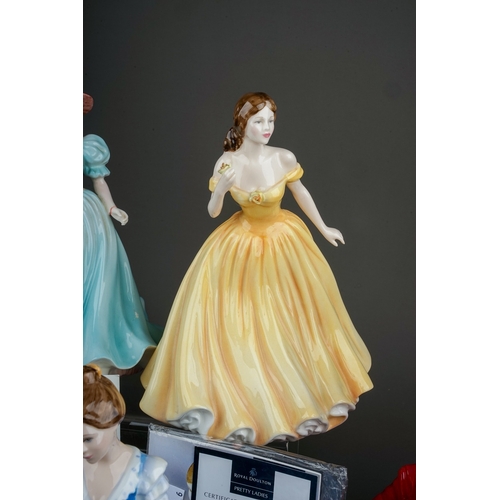 397 - Six Royal Doulton / Coalport lady figures, the Royal Doulton comprising  Elizabeth - figure of the y... 