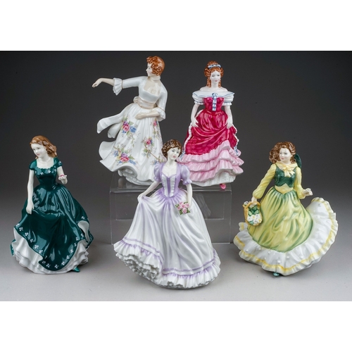 399 - Five Royal Doulton lady figures, comprising Hazel HN3167, Irish Charm HN4580, Sweet Sixteen HN3648, ... 