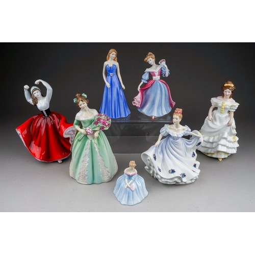 400 - Seven Royal Doulton lady figures , comprising Happy Birthday HN3660, Angela HN3690, Kathy HN4926, Am... 