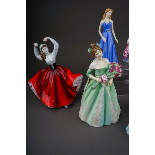 400 - Seven Royal Doulton lady figures , comprising Happy Birthday HN3660, Angela HN3690, Kathy HN4926, Am... 