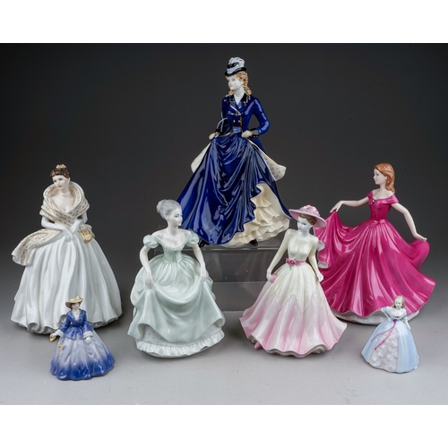 401 - Six Coalport lady figures, comprising limited edition Compton & Woodhouse  615 Kate, no.742 of 7500,... 