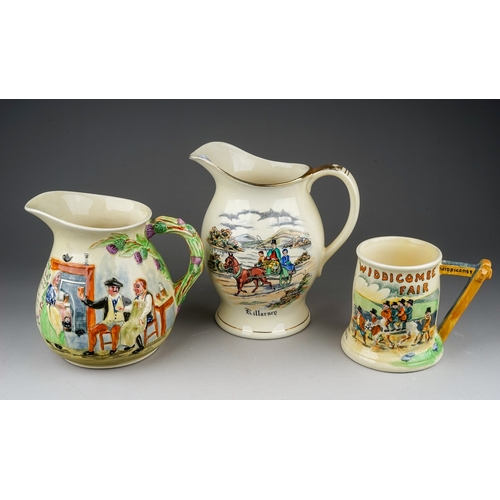 404 - Crown Devon: two large musical jugs to include: Killarney  with verse to one side (winds and plays) ... 