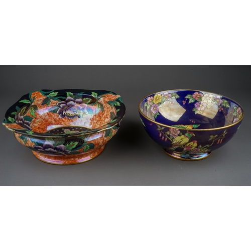 412 - Two Maling lustre bowls to include: 
1. Peony large bowl, pattern no 5507/T., circa 1932-34, painted... 