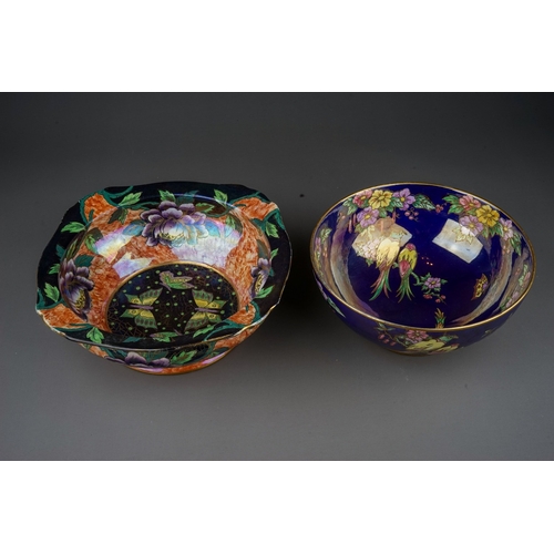 412 - Two Maling lustre bowls to include: 
1. Peony large bowl, pattern no 5507/T., circa 1932-34, painted... 