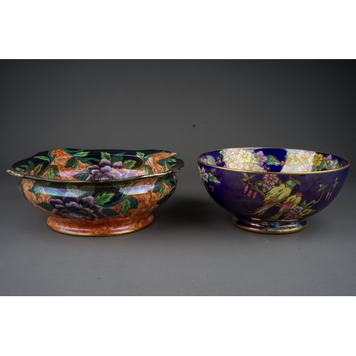 412 - Two Maling lustre bowls to include: 
1. Peony large bowl, pattern no 5507/T., circa 1932-34, painted... 