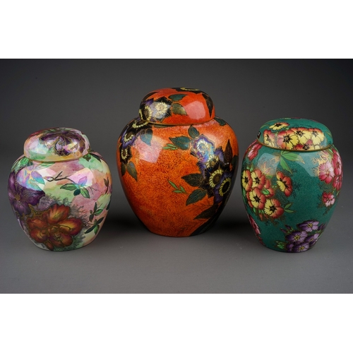 417 - Three Maling lustre ginger jars and covers to include:
1.  