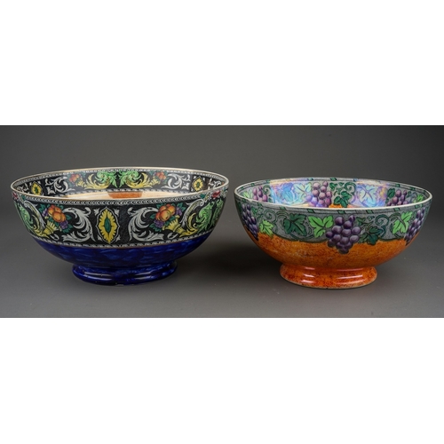 425 - Two Maling Classic bowls to include: 
1. Bacchus?, with grape and vine leaf border, central butterfl... 