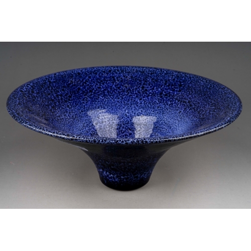 440 - An Antonio Lampecco (1932-2019) conical bowl, mottled blue bowl, incised AL monogram to underside, d... 