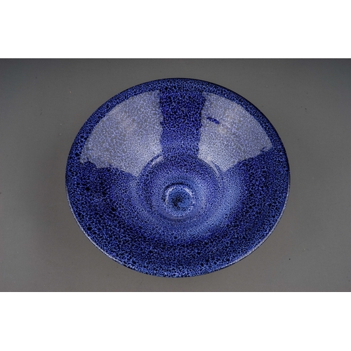 440 - An Antonio Lampecco (1932-2019) conical bowl, mottled blue bowl, incised AL monogram to underside, d... 