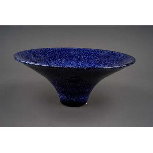 440 - An Antonio Lampecco (1932-2019) conical bowl, mottled blue bowl, incised AL monogram to underside, d... 