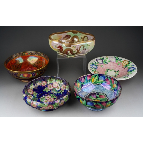 466 - Five various Maling lustre large bowls to include: 
1. 