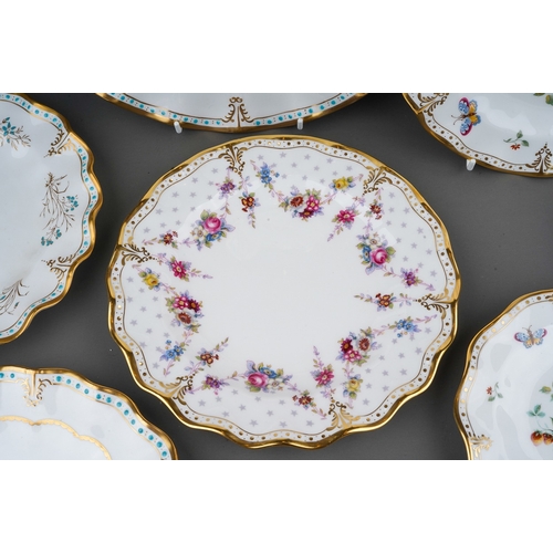 471 - Collection of 9 Royal Crown Derby flued plates in 3 different sizes. 3 Royal Antoinett pattern 3 Der... 