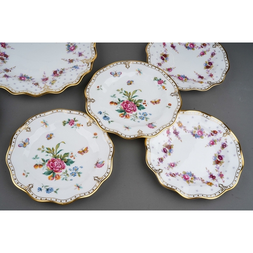 471 - Collection of 9 Royal Crown Derby flued plates in 3 different sizes. 3 Royal Antoinett pattern 3 Der... 