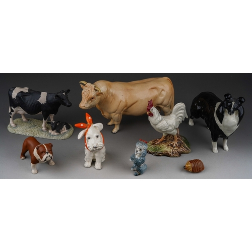 472 - Collection of Beswick and other animals to include Charolais bull, collie etc. ( 1 box)