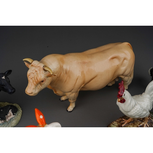 472 - Collection of Beswick and other animals to include Charolais bull, collie etc. ( 1 box)