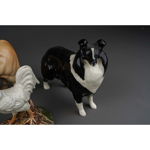 472 - Collection of Beswick and other animals to include Charolais bull, collie etc. ( 1 box)