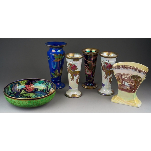 481 - A group of Maling lustre vases to include: 
1. a pair of 