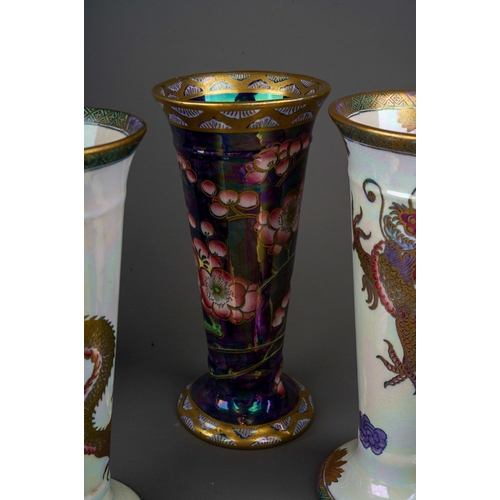 481 - A group of Maling lustre vases to include: 
1. a pair of 