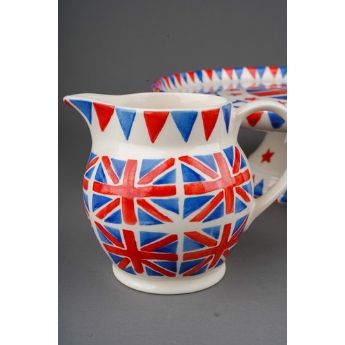 491 - Emma Bridgewater: Union Jack designs to include a cake plate, 28cm diam, a small jug and a mug (3)