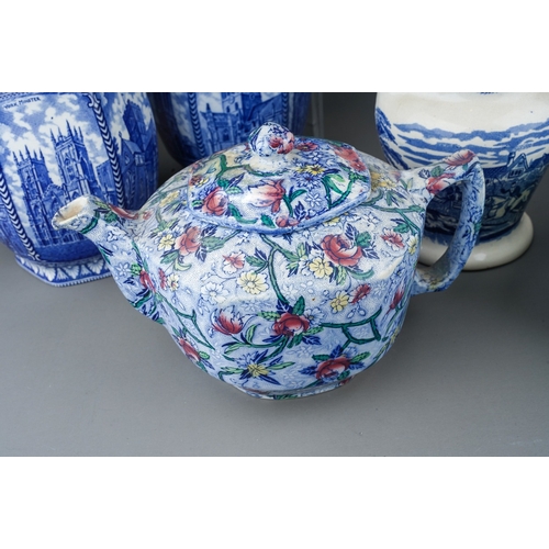 495 - Assorted ceramics to include: two Ringtons Ltd blue and white tea cannisters and three various Ringt... 