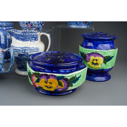 495 - Assorted ceramics to include: two Ringtons Ltd blue and white tea cannisters and three various Ringt... 