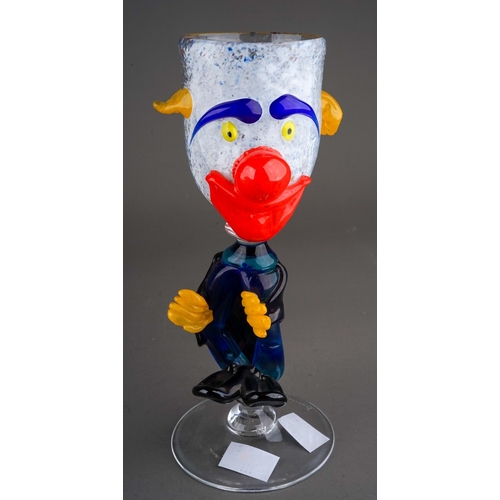 498 - Giancarlo Signoretto, Murano, glass goblet modeled as a clown wearing a cloak, measuring approx 21 c... 