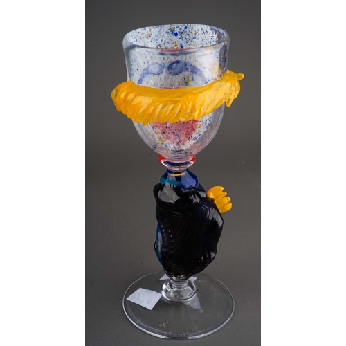 498 - Giancarlo Signoretto, Murano, glass goblet modeled as a clown wearing a cloak, measuring approx 21 c... 