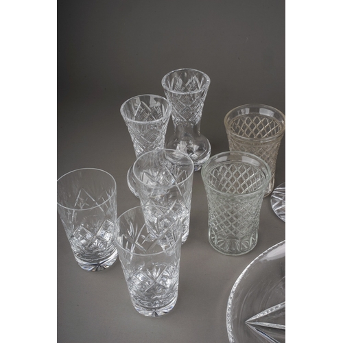 510 - Assorted glassware including candlestick, wine glasses, tumblers, serving dish, vase, salts, ring ho... 