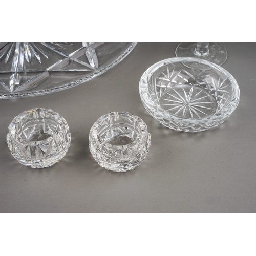 510 - Assorted glassware including candlestick, wine glasses, tumblers, serving dish, vase, salts, ring ho... 