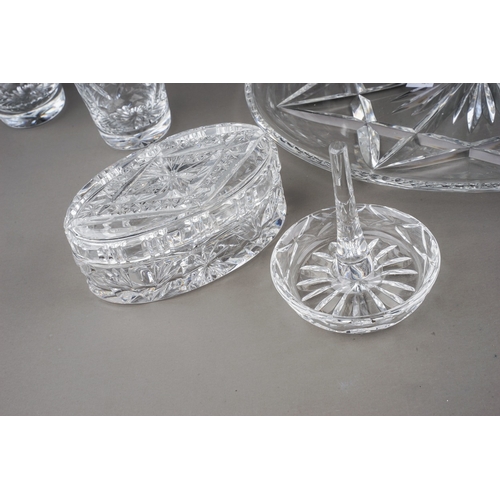 510 - Assorted glassware including candlestick, wine glasses, tumblers, serving dish, vase, salts, ring ho... 