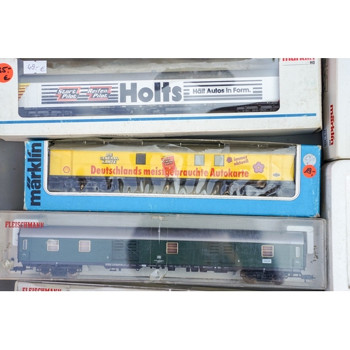 522 - One tray of mainly Fleishmann and Marklin HO scale boxed European outline wagons and coaches